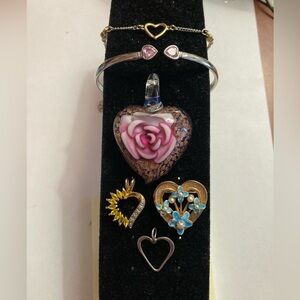 Goldtone and Silvertone Heart Jewelry Lot